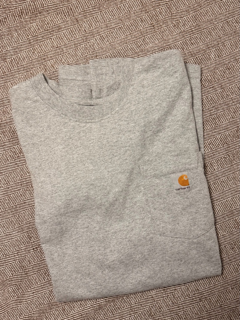 Carhartt Gray Crewneck T-shirt with Pocket Patch